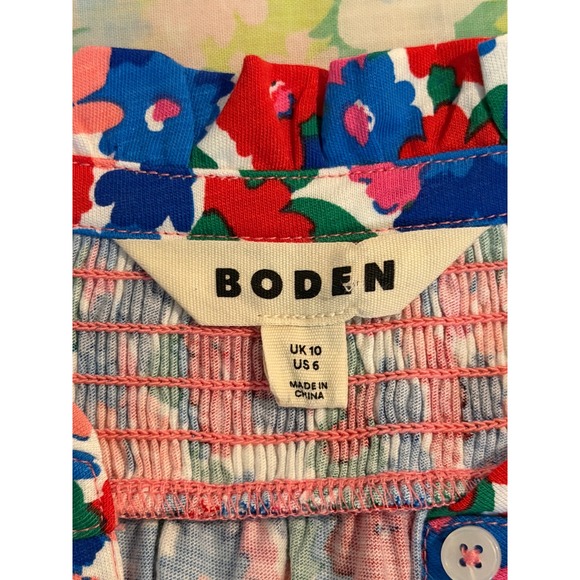 NWOT Boden | Fay Smocked Jersey Shirt Size 6 Floral Smocked Cotton/Modal - Picture 9 of 12